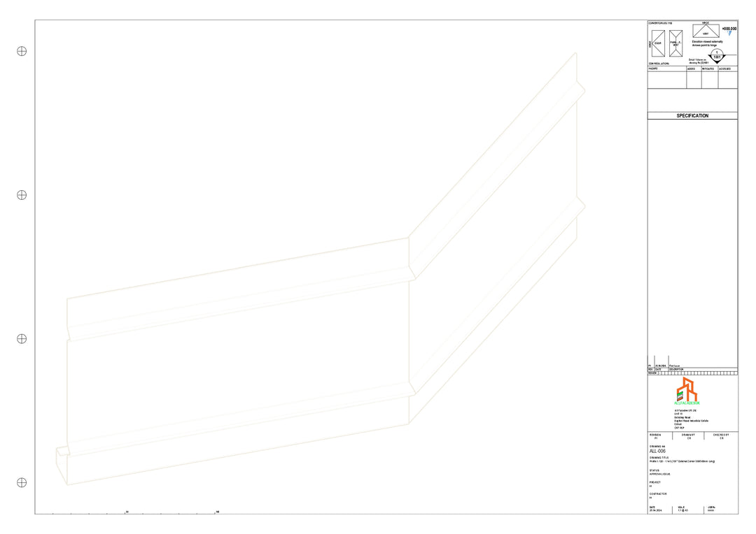 Aluminium Fascia Board 135 Ext Corner 300x300mm