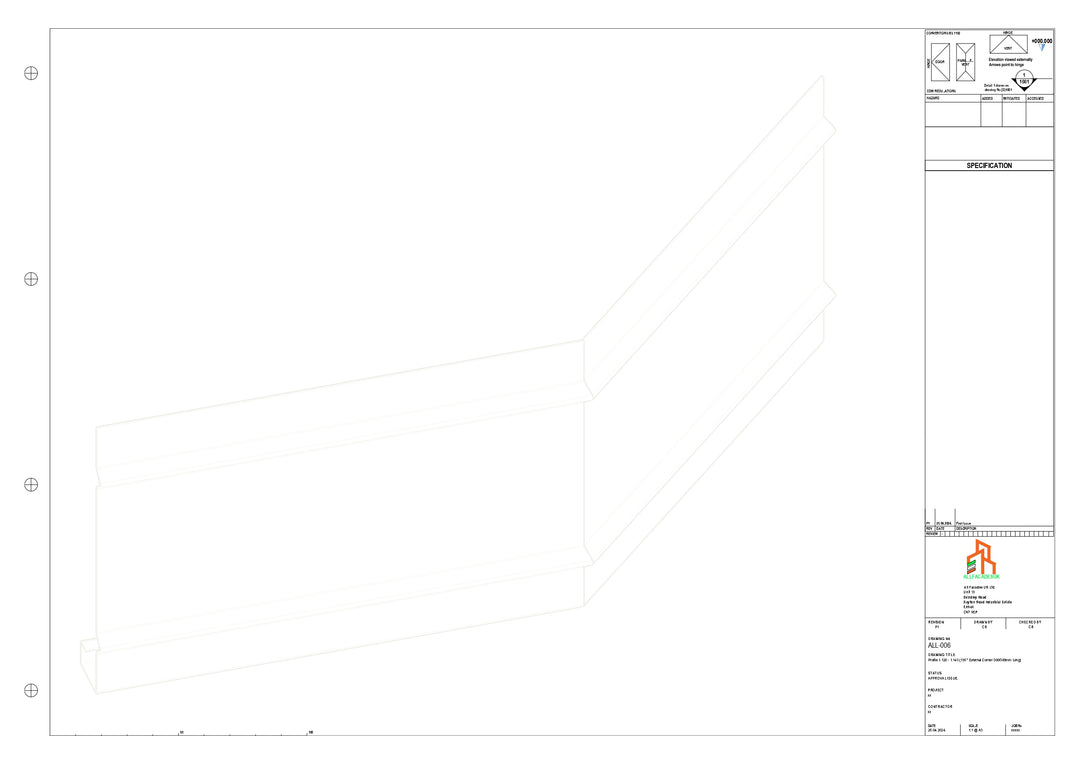 Aluminium Fascia Board 135 Ext Corner 300x300mm
