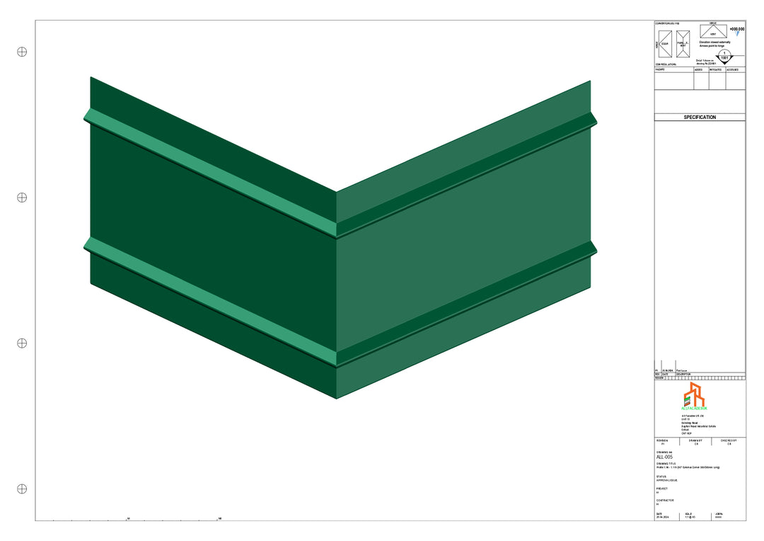 Aluminium Fascia Board 90 Ext Corner 300x300mm