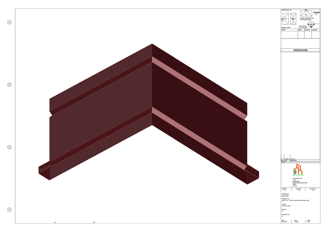 Aluminium Fascia Board 90 Int Corner 300x300mm