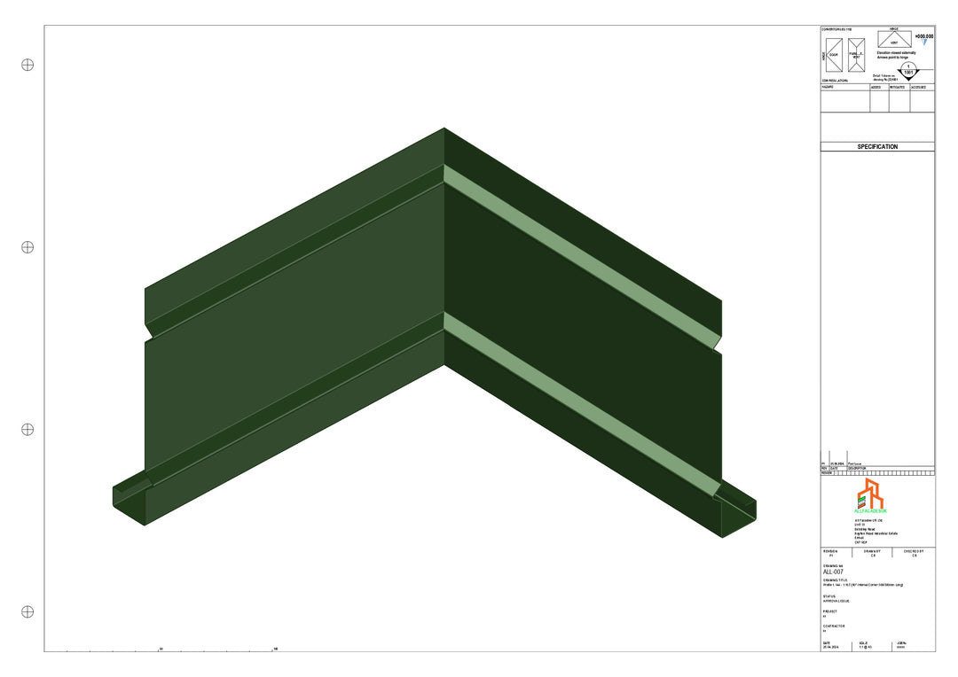 Aluminium Fascia Board 90 Int Corner 300x300mm