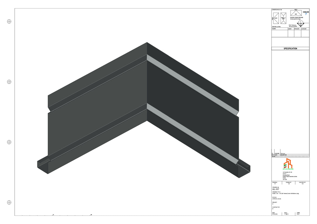 Aluminium Fascia Board 90 Int Corner 300x300mm