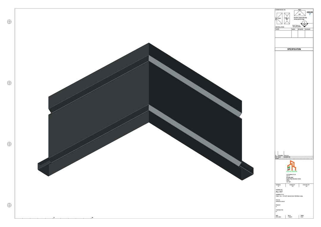 Aluminium Fascia Board 90 Int Corner 300x300mm
