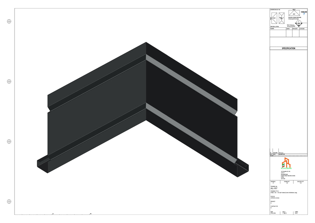 Aluminium Fascia Board 90 Int Corner 300x300mm