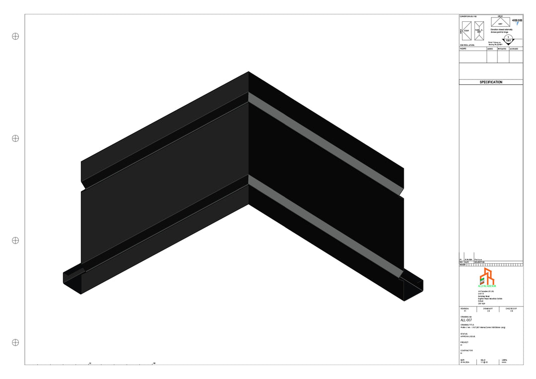 Aluminium Fascia Board 90 Int Corner 300x300mm