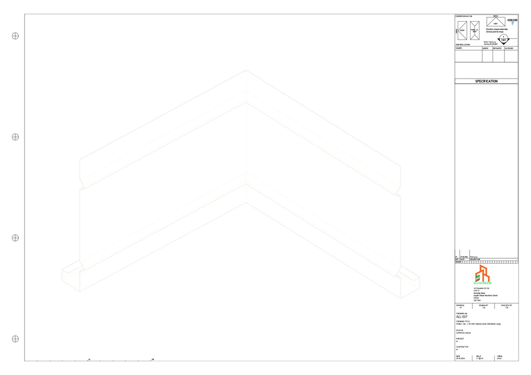 Aluminium Fascia Board 90 Int Corner 300x300mm