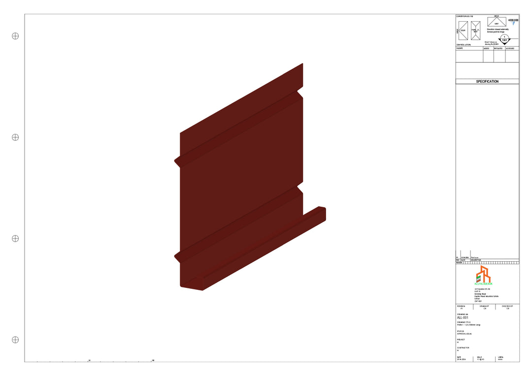 Aluminium Fascia Board Straight 3000mm Length
