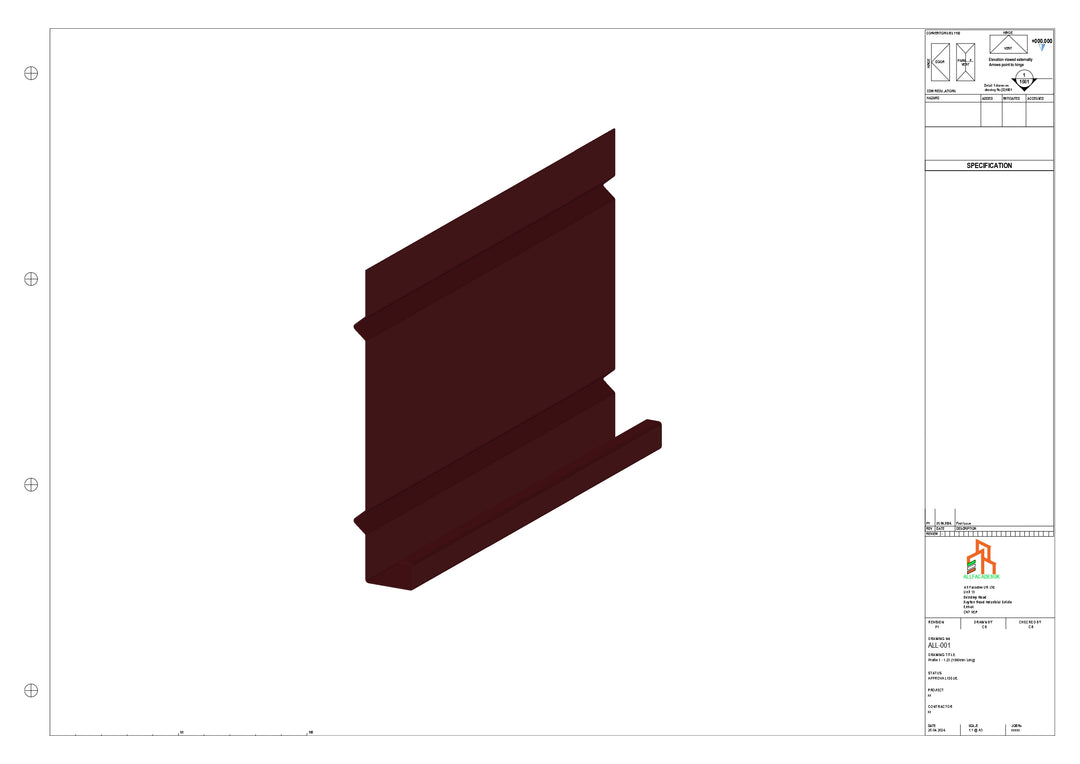 Aluminium Fascia Board Straight 1000mm Length
