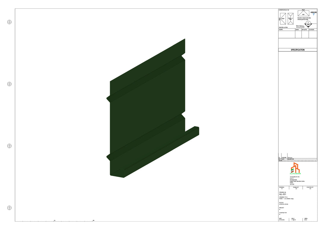 Aluminium Fascia Board Straight 1000mm Length