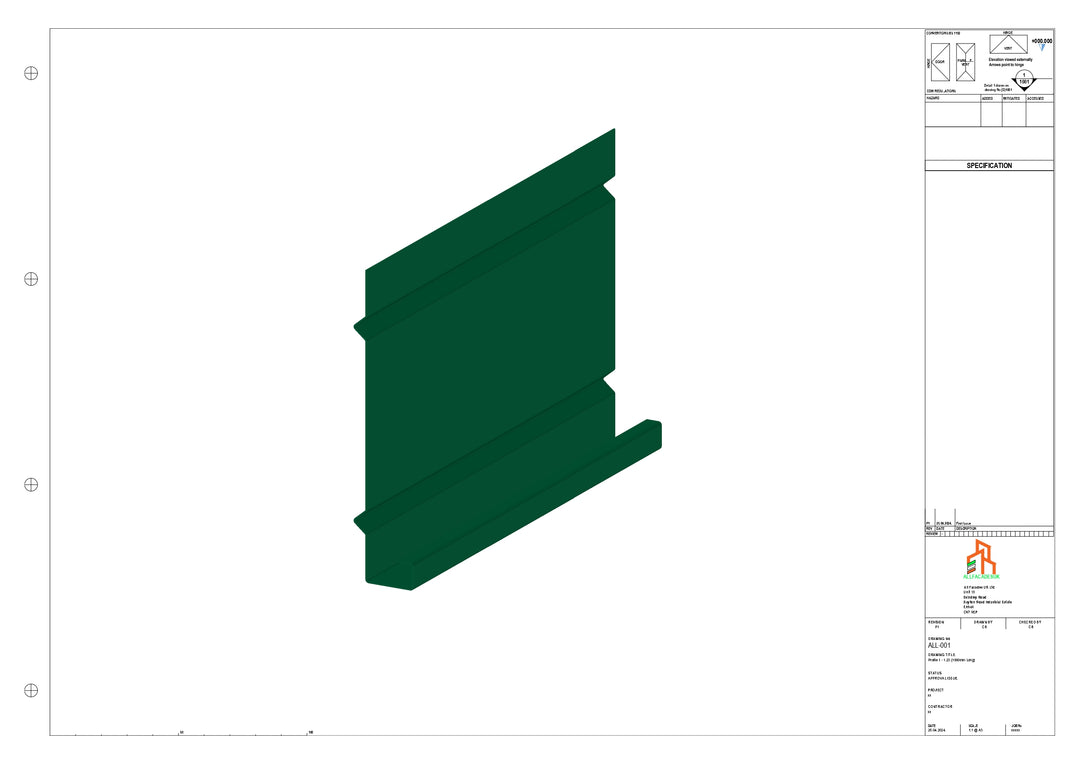 Aluminium Fascia Board Straight 1000mm Length