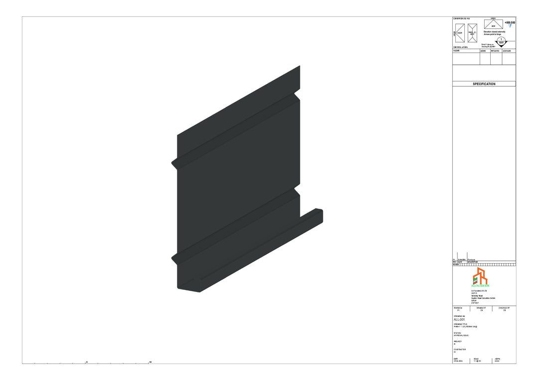 Aluminium Fascia Board Straight 3000mm Length