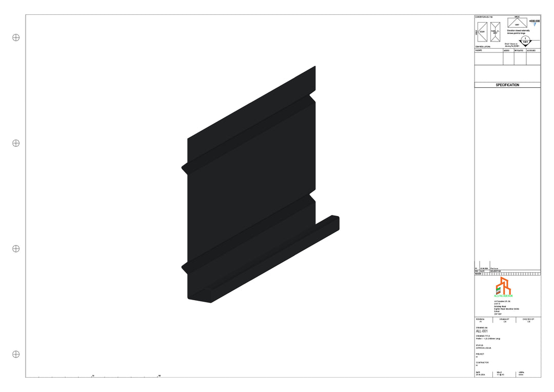 Aluminium Fascia Board Straight 1000mm Length