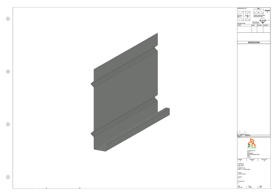 Aluminium Fascia Board Straight 1000mm Length