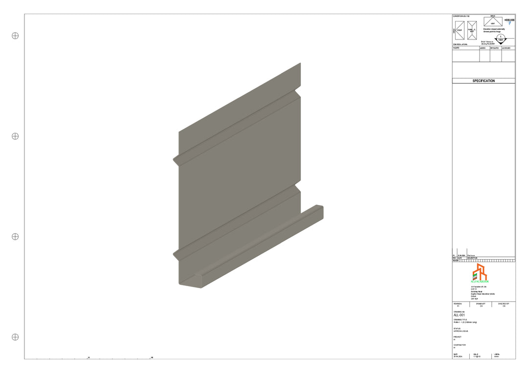 Aluminium Fascia Board Straight 3000mm Length