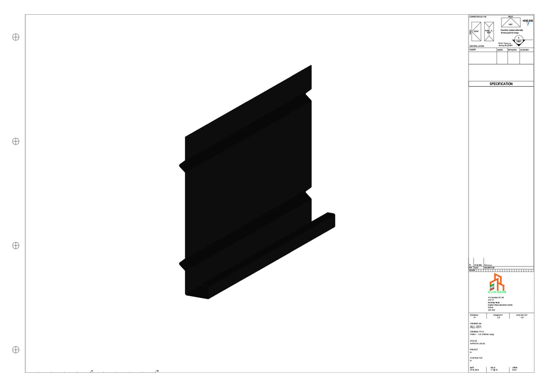 Aluminium Fascia Board Straight 1000mm Length