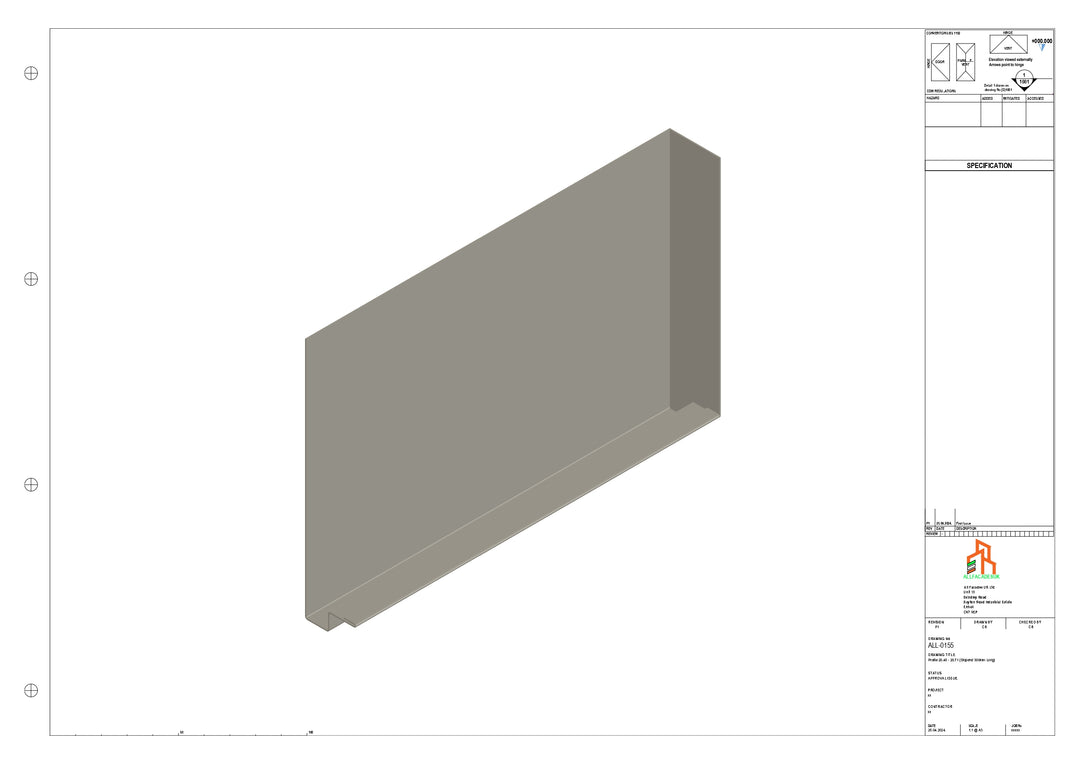 Aluminium Fascia Board Stopend - Type 20 - 300mm - Right Side