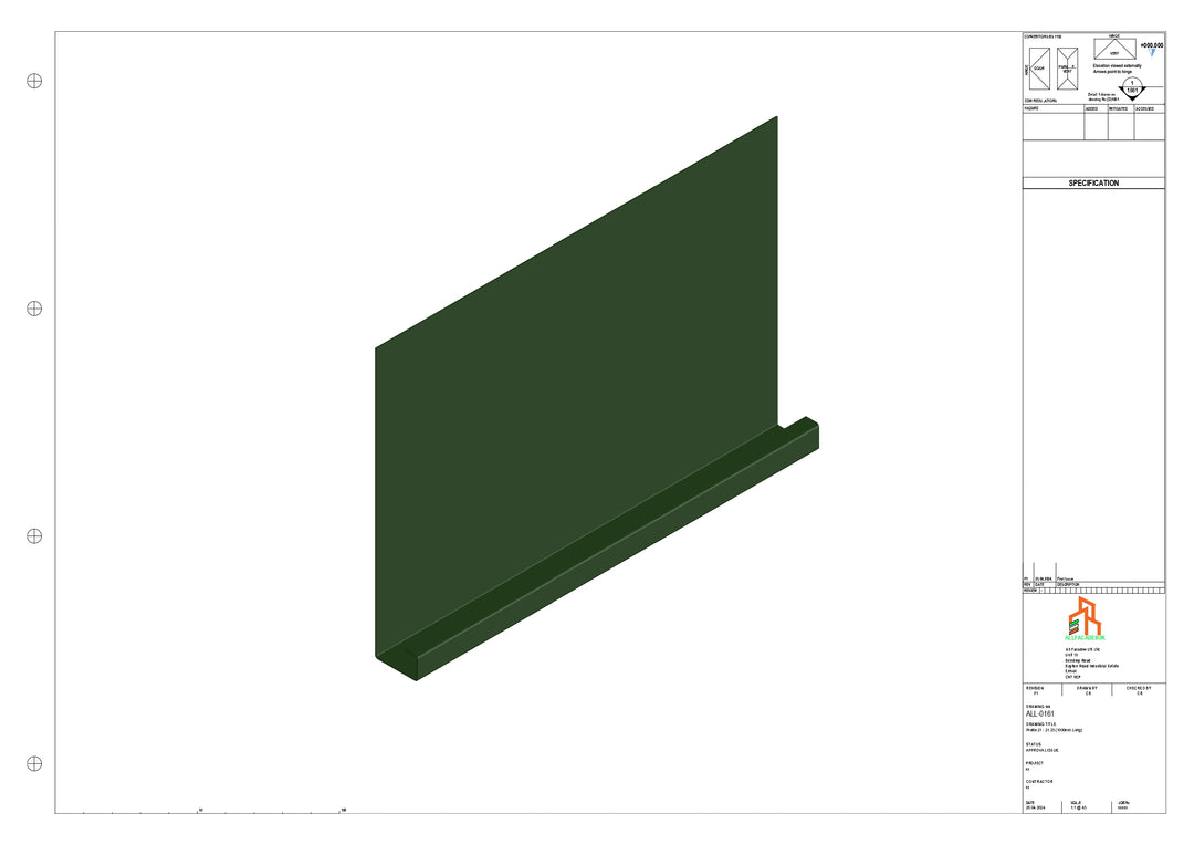 Aluminium Fascia Board - Type 21 - Straight 3000mm Length