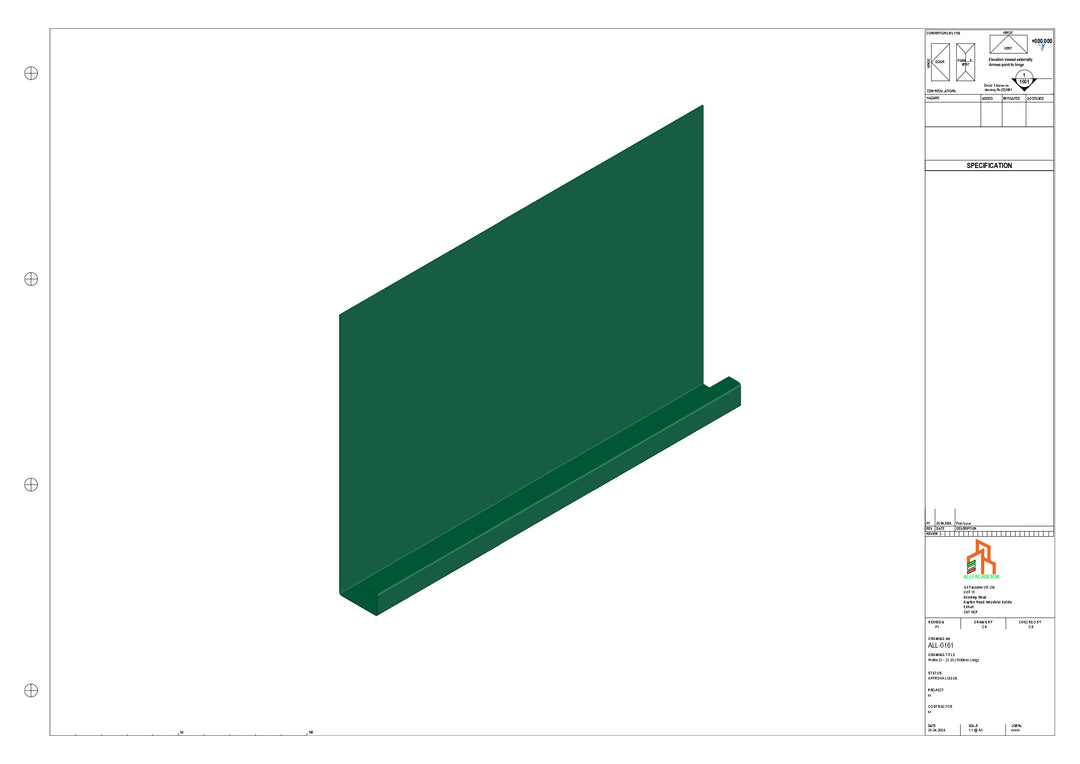 Aluminium Fascia Board - Type 21 - Straight 1000mm Length