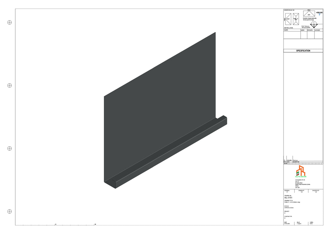 Aluminium Fascia Board - Type 21 - Straight 1000mm Length