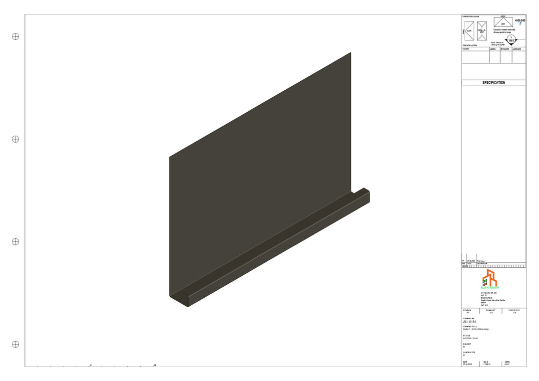 Aluminium Fascia Board - Type 21 - Straight 1000mm Length