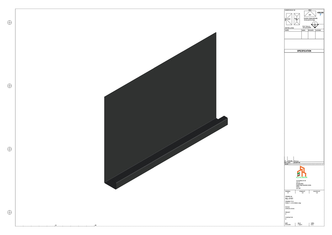 Aluminium Fascia Board - Type 21 - Straight 1000mm Length