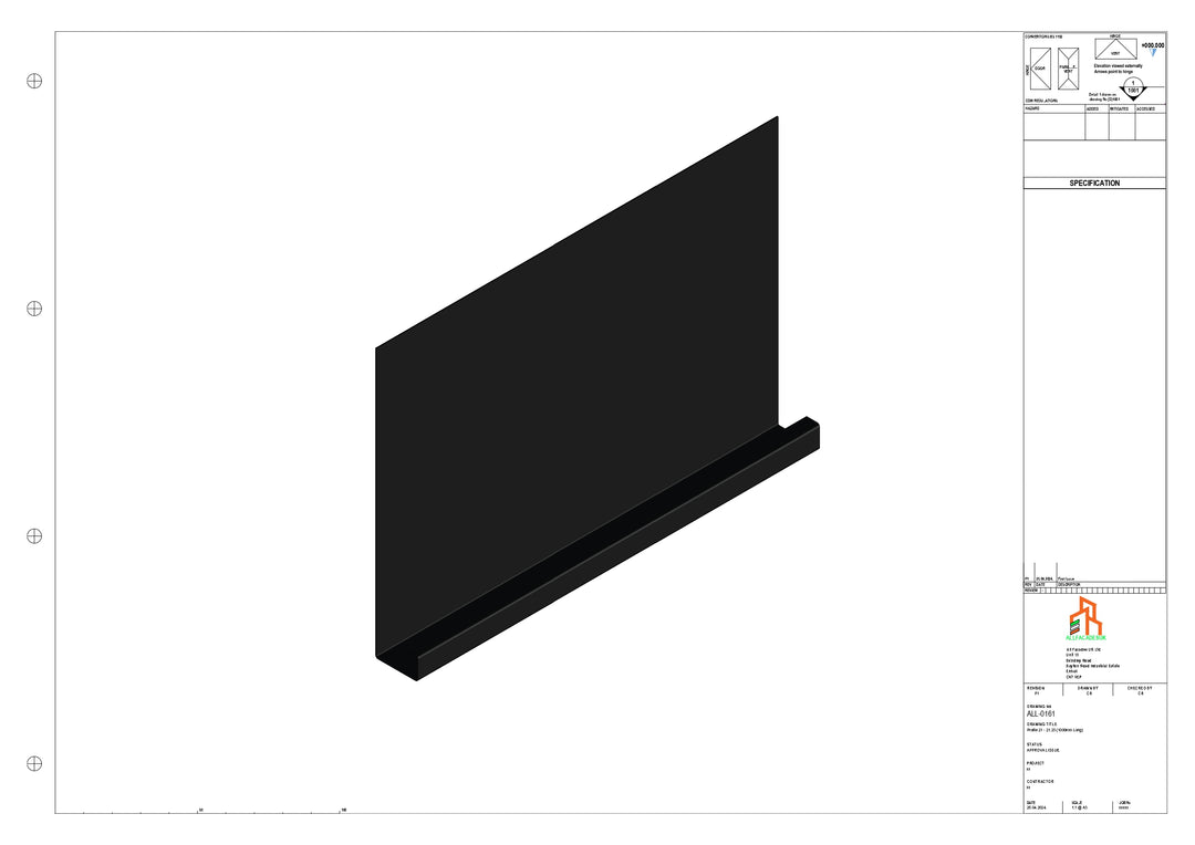 Aluminium Fascia Board - Type 21 - Straight 3000mm Length
