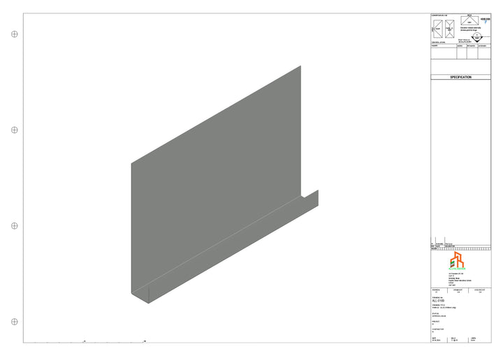 Aluminium Fascia Board - Type 22 - Straight 1000mm Length