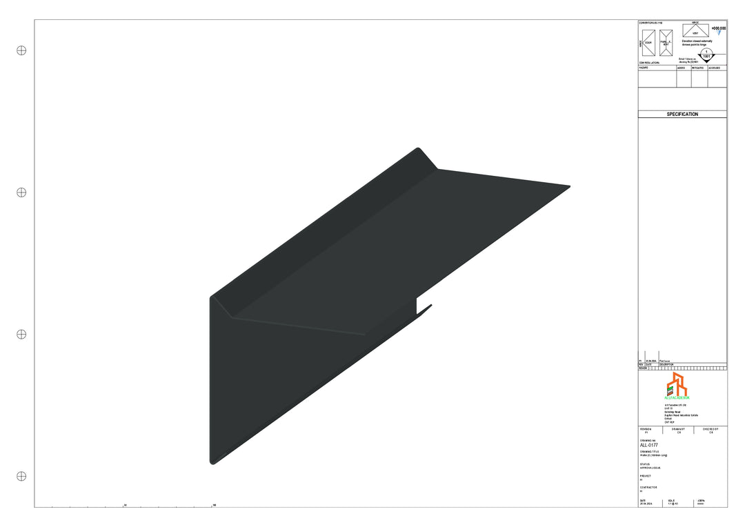 Aluminium Roof Trim - Type 1 - Straight 3000mm Length