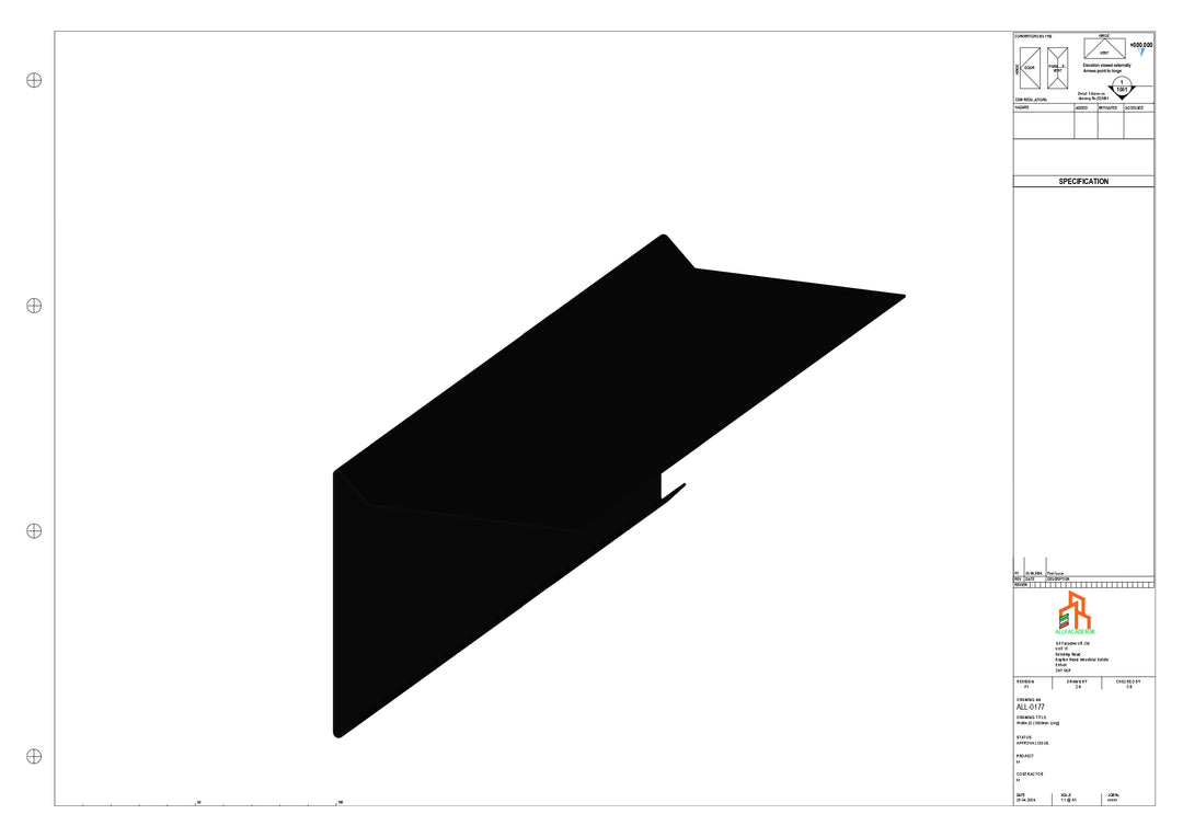 Aluminium Roof Trim - Type 1 - Straight 3000mm Length