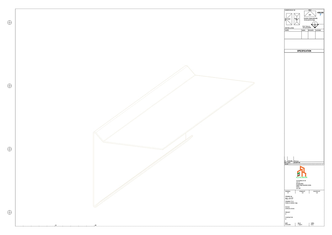 Aluminium Roof Trim - Type 1 - Straight 1000mm Length