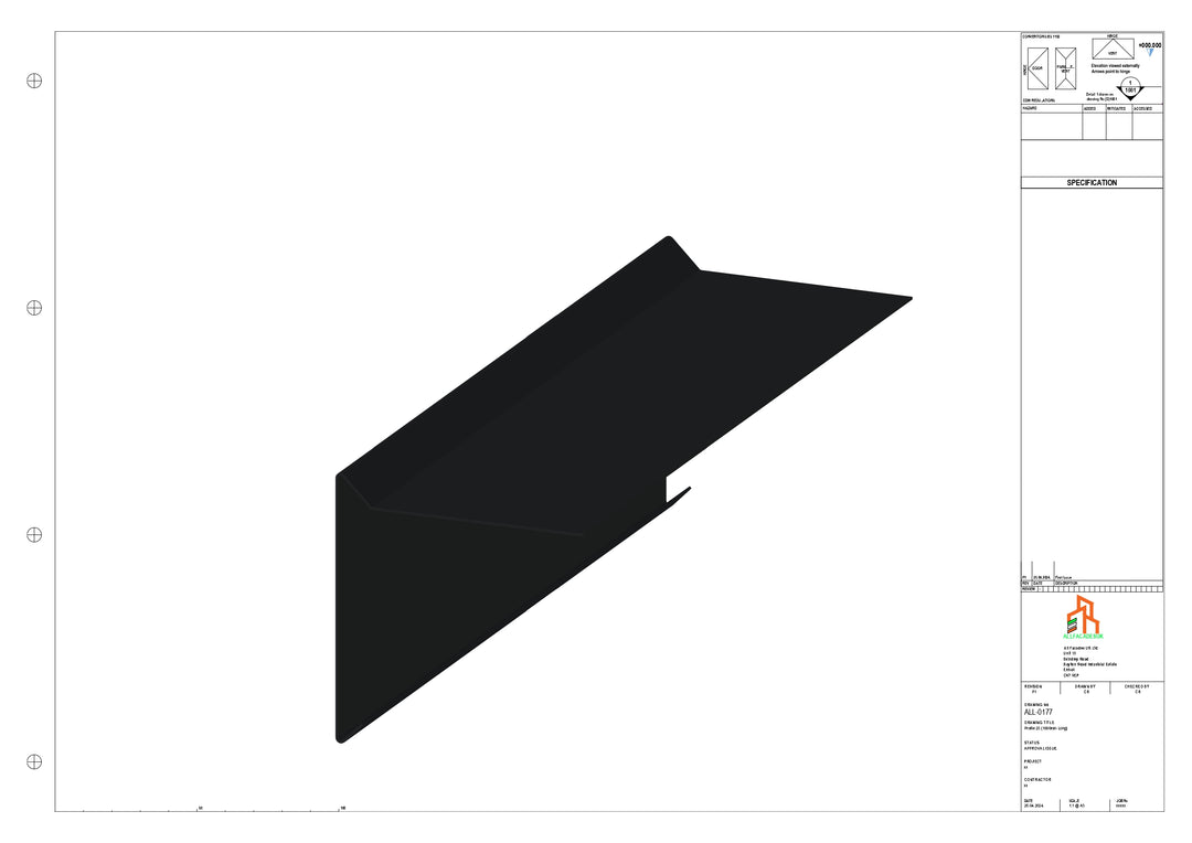 Aluminium Roof Trim - Type 1 - Straight 1000mm Length