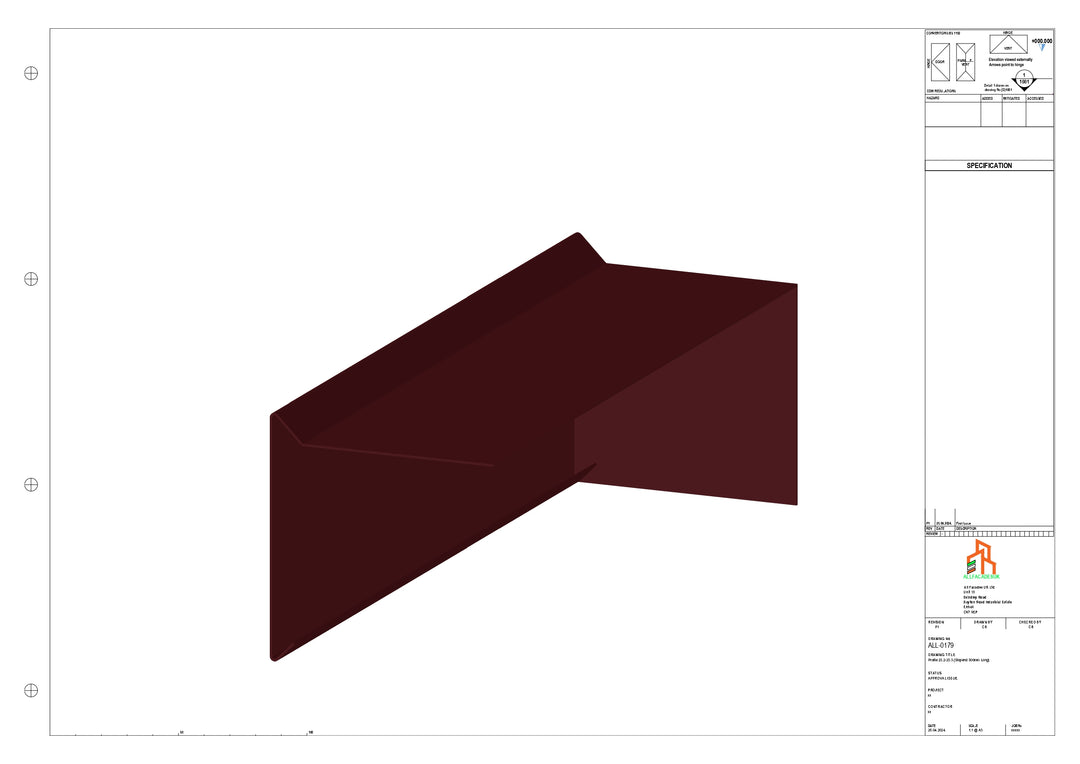 Aluminium Roof Trim - Type 1 - Stopend 300mm Length - Left Side