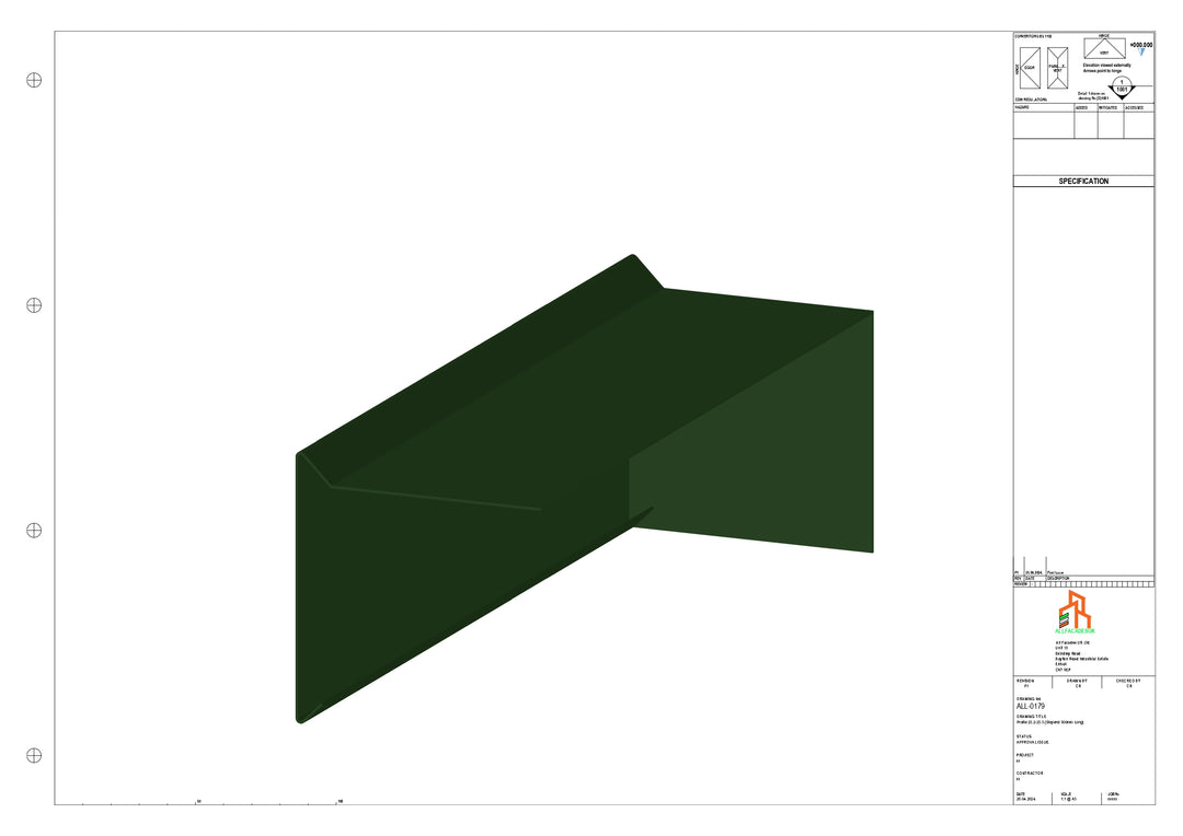 Aluminium Roof Trim - Type 1 - Stopend 300mm Length - Left Side