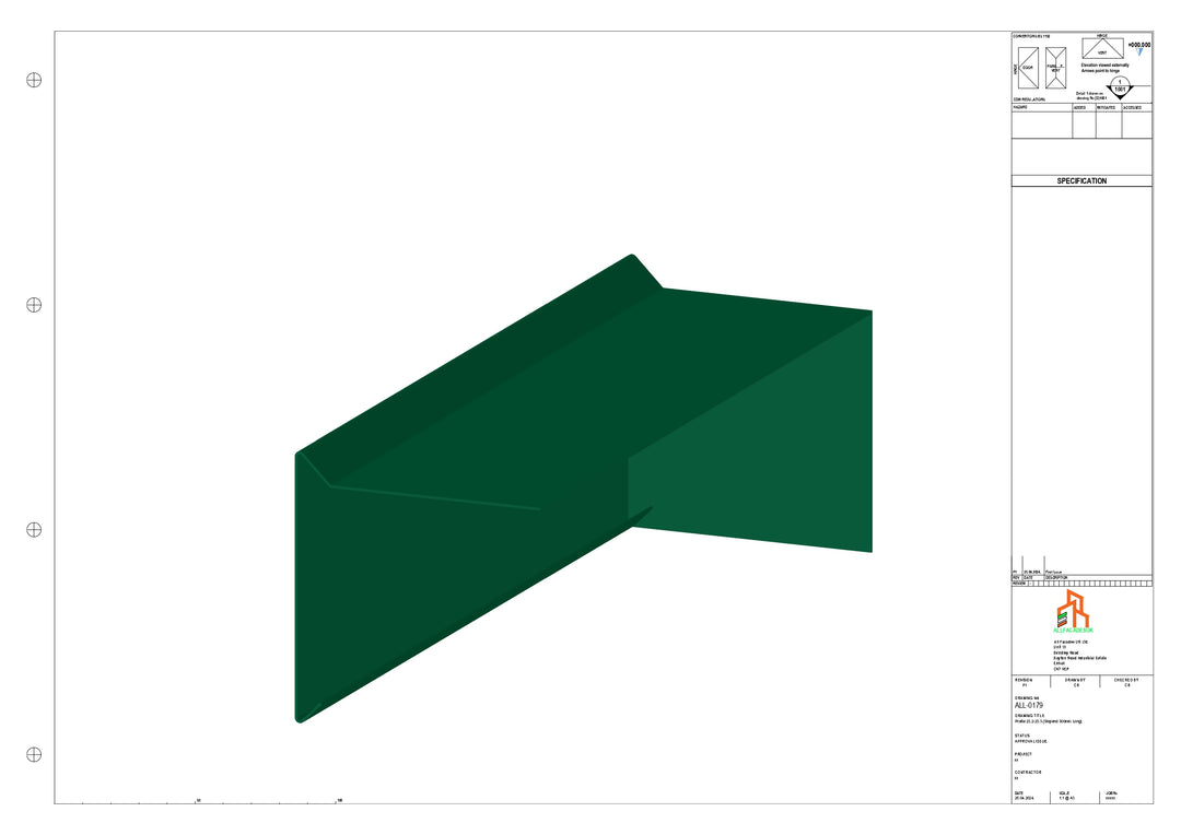 Aluminium Roof Trim - Type 1 - Stopend 300mm Length - Left Side