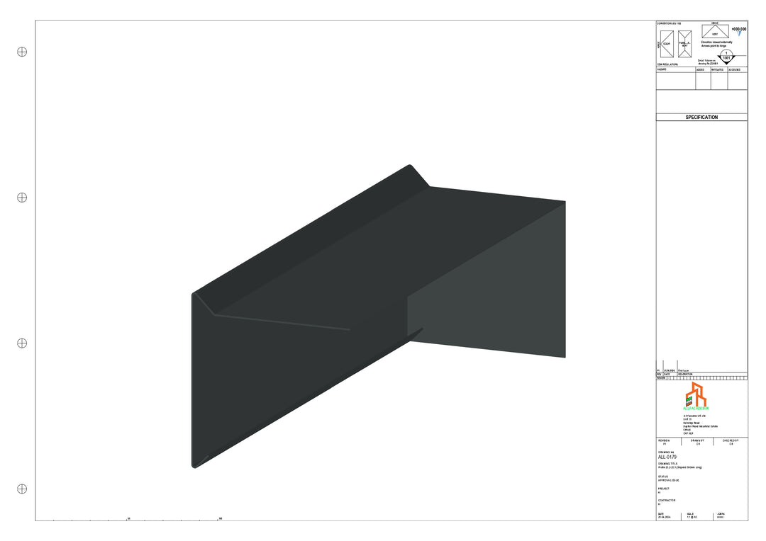 Aluminium Roof Trim - Type 1 - Stopend 300mm Length - Left Side