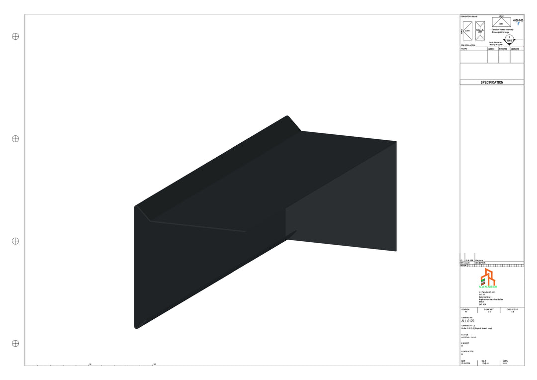 Aluminium Roof Trim - Type 1 - Stopend 300mm Length - Left Side
