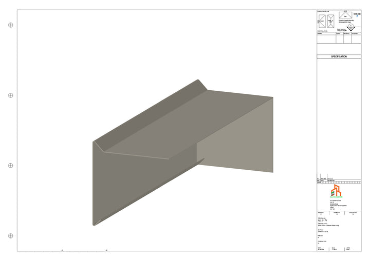 Aluminium Roof Trim - Type 1 - Stopend 300mm Length - Left Side