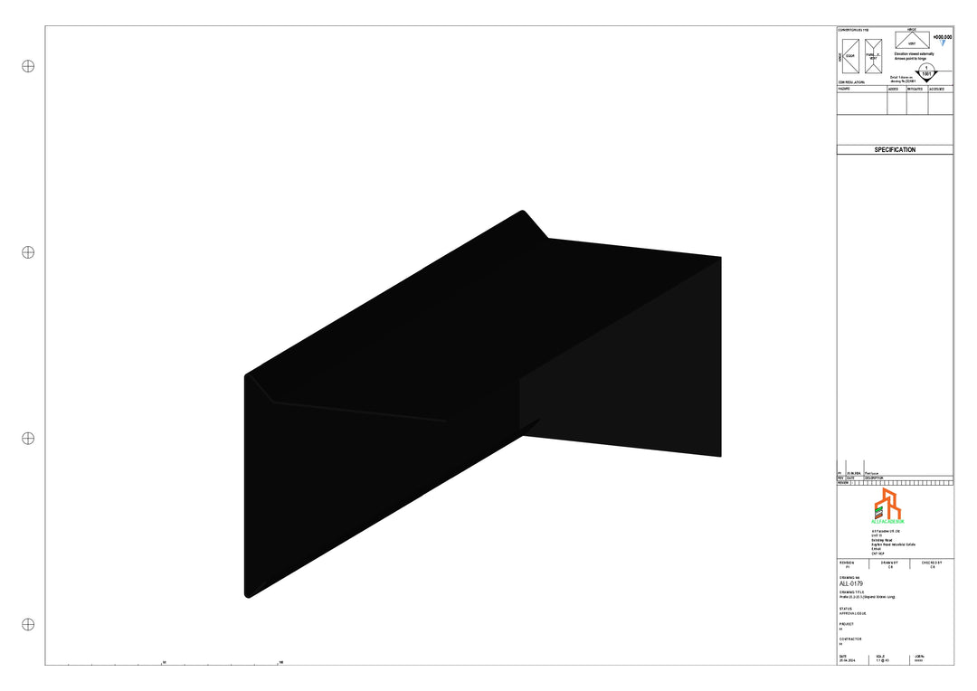 Aluminium Roof Trim - Type 1 - Stopend 300mm Length - Left Side