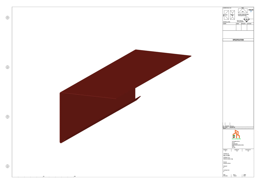 Aluminium Roof Trim - Type 2 - Straight 1000mm Length