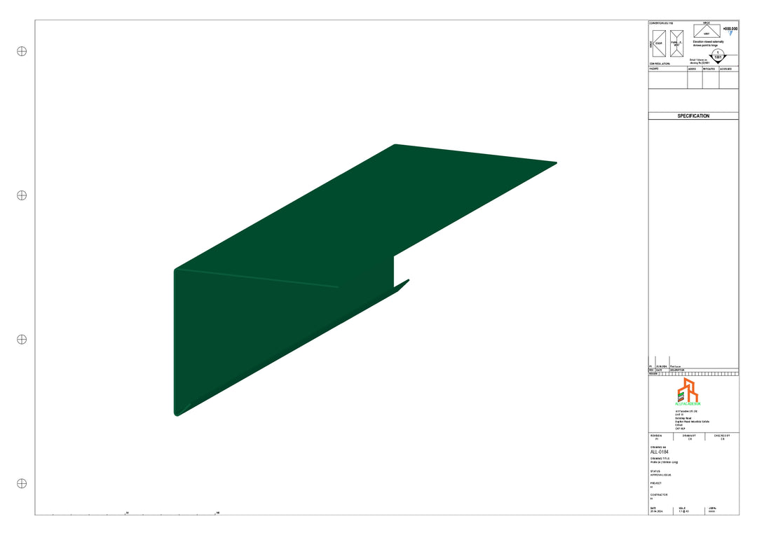 Aluminium Roof Trim - Type 2 - Straight 1000mm Length