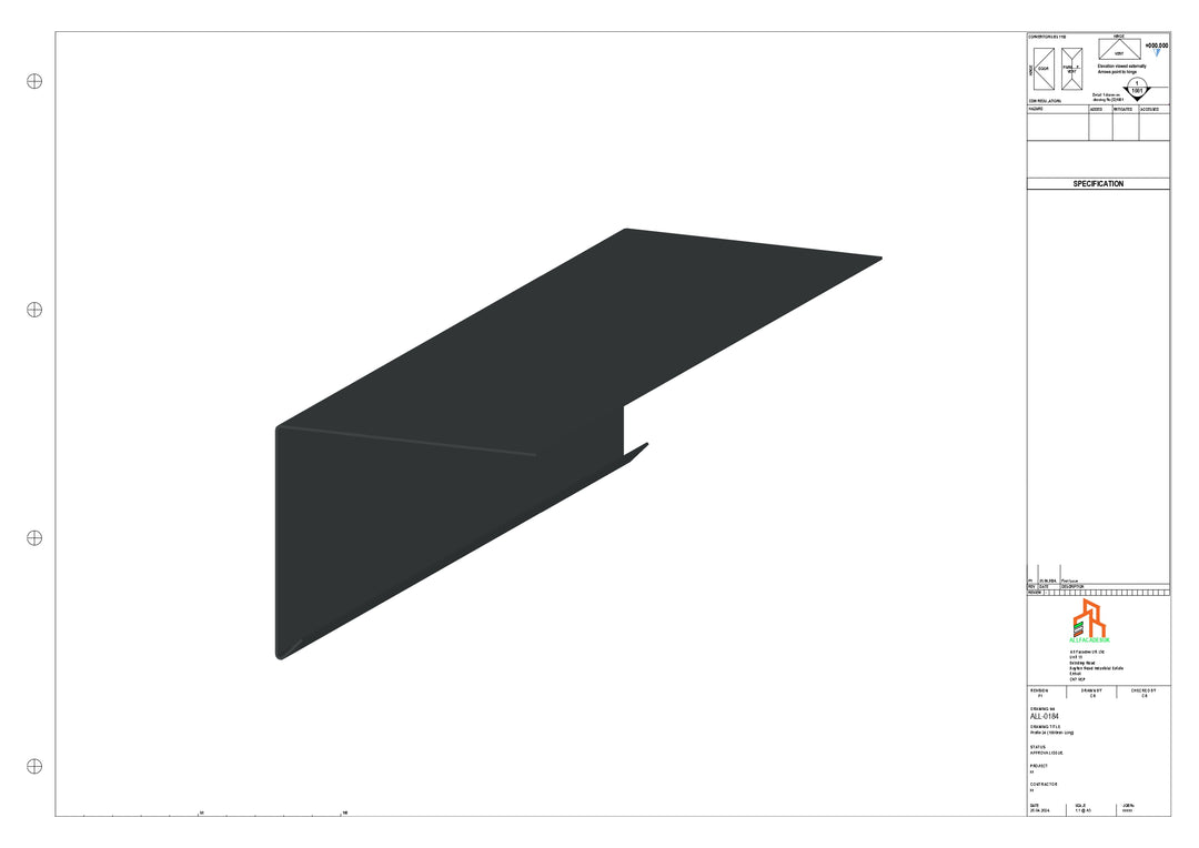 Aluminium Roof Trim - Type 2 - Straight 1000mm Length