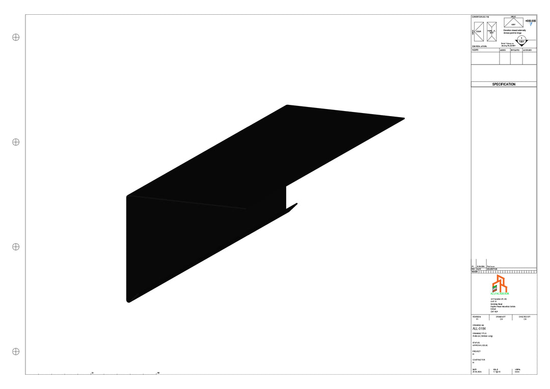 Aluminium Roof Trim - Type 2 - Straight 1000mm Length