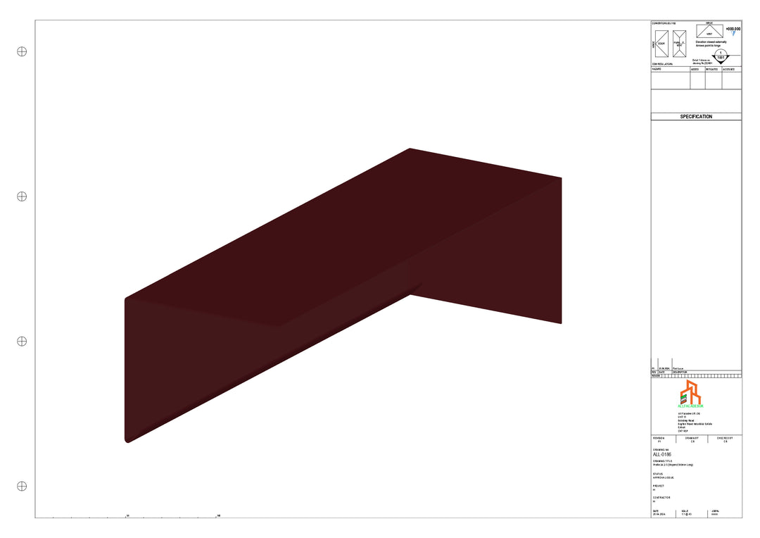 Aluminium Roof Trim - Type 2 - Stopend 300mm Length - Right Side