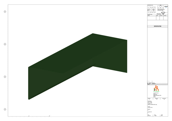 Aluminium Roof Trim - Type 2 - Stopend 300mm Length - Right Side