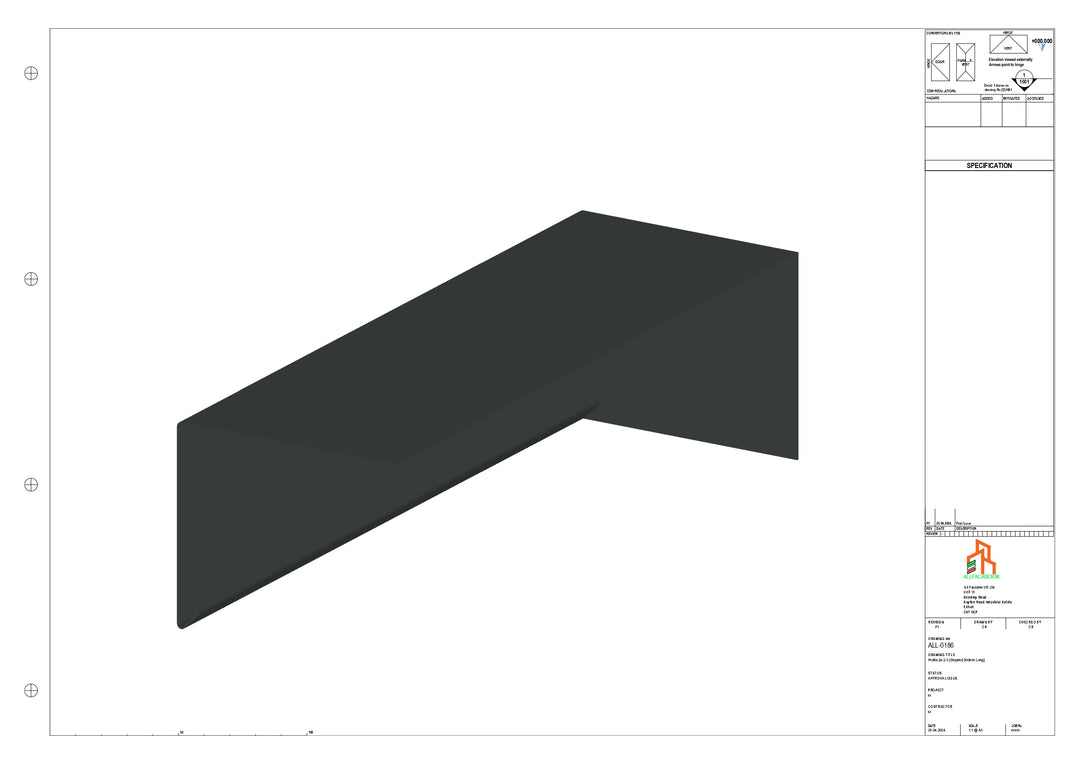 Aluminium Roof Trim - Type 2 - Stopend 300mm Length - Right Side