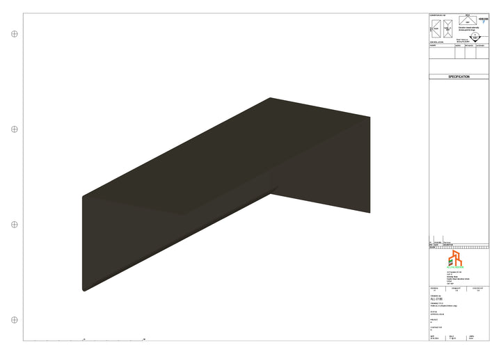 Aluminium Roof Trim - Type 2 - Stopend 300mm Length - Left Side