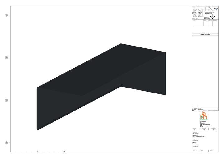 Aluminium Roof Trim - Type 2 - Stopend 300mm Length - Left Side