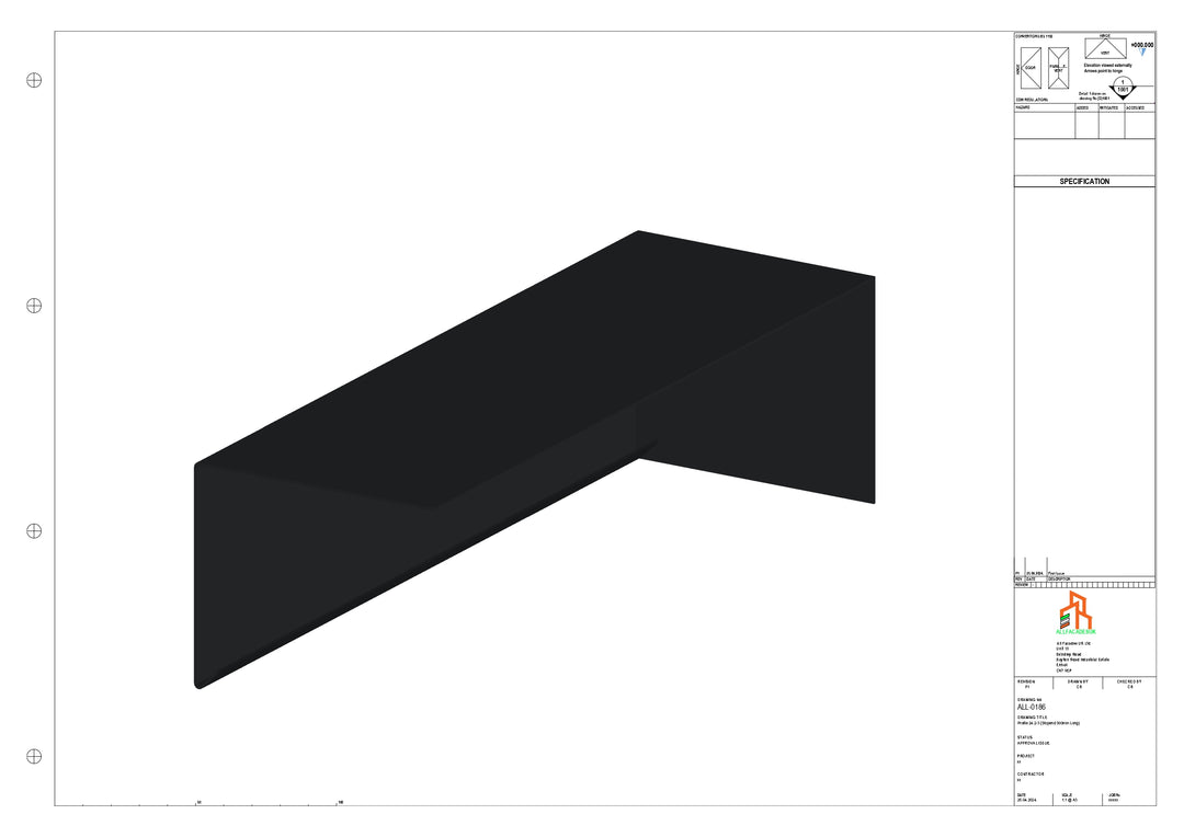 Aluminium Roof Trim - Type 2 - Stopend 300mm Length - Left Side