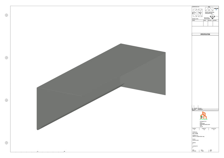 Aluminium Roof Trim - Type 2 - Stopend 300mm Length - Left Side