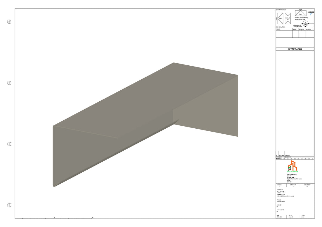 Aluminium Roof Trim - Type 2 - Stopend 300mm Length - Right Side